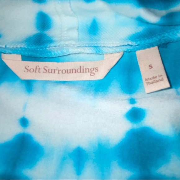 Soft Surroundings Turquoise White Cowl Neck Tie Dyed Tunic 2268 - Picture 6 of 9